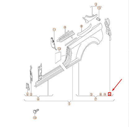 NEW AUDI A5 8F REAR RIGHT TAIL LIGHT POCKET INSERT PLATE 8T0809650A ORIGINAL