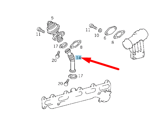 NEW MERCEDES-BENZ E W210 EGR TUBE PIPE A6041420064 ORIGINAL