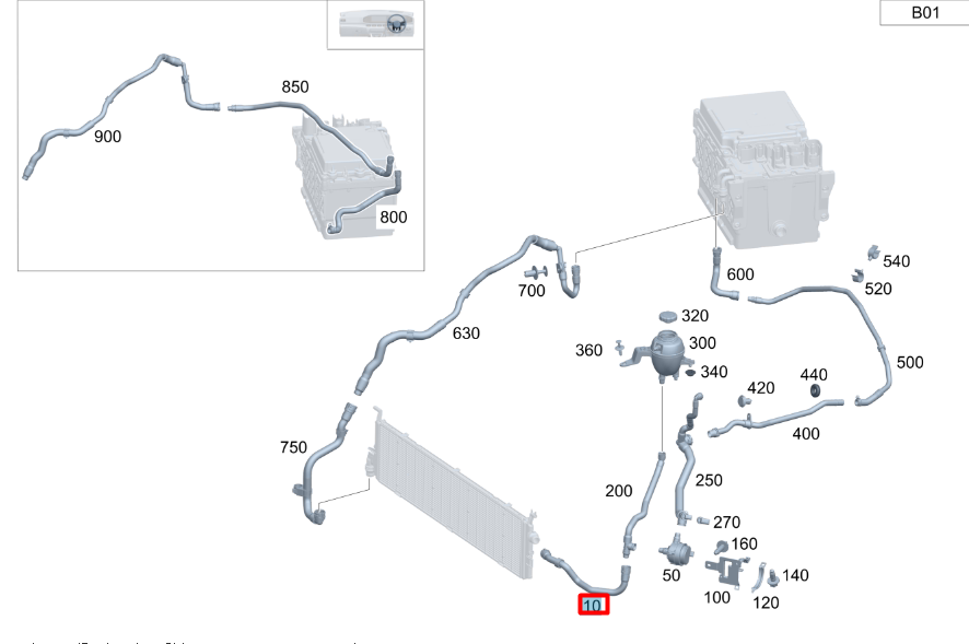 NEW MERCEDES-BENZ S W223 COOLANT HOSE PIPE A2235015501 ORIGINAL