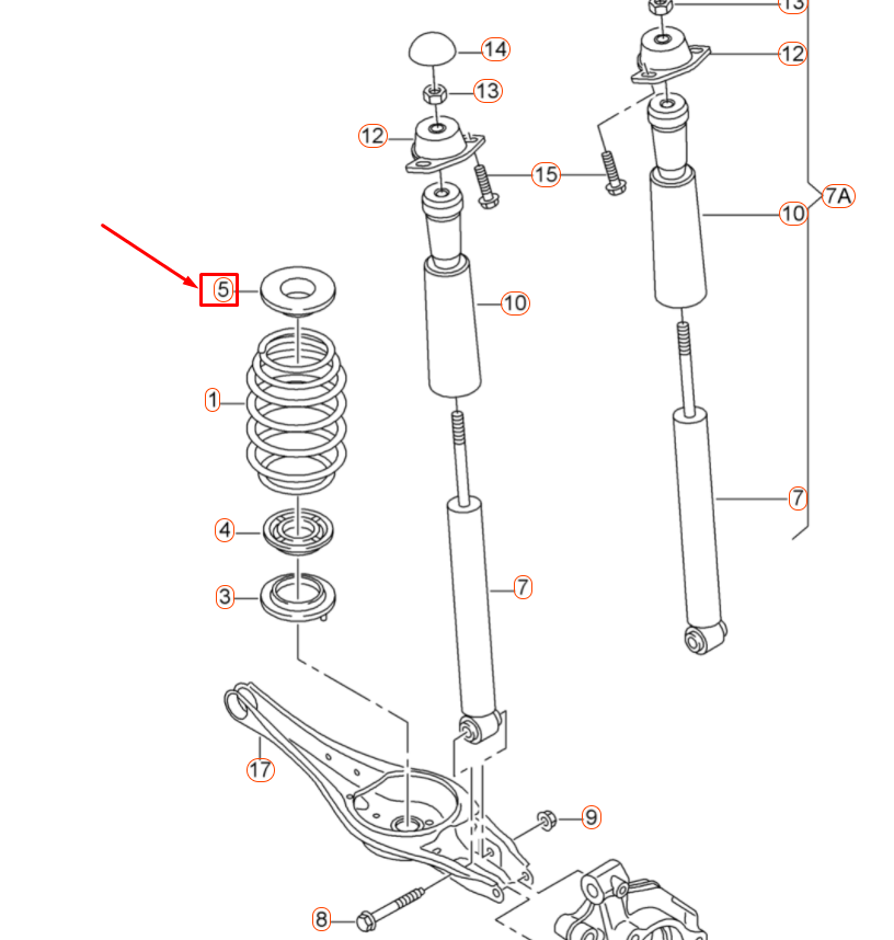 NEW AUDI A3 8V REAR UPPER AXLE SPRING UNDERLAY 5Q0512149B ORIGINAL
