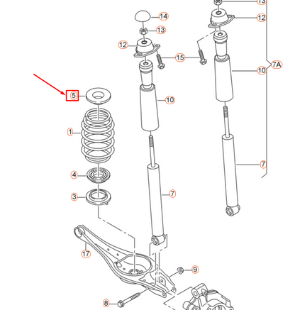 NEW AUDI A3 8V REAR UPPER AXLE SPRING UNDERLAY 5Q0512149B ORIGINAL