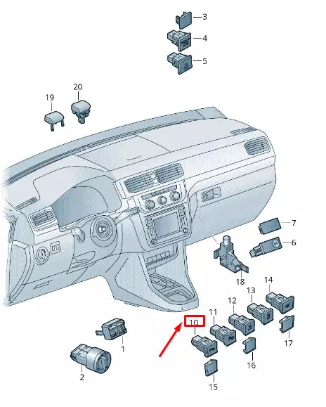 NEW VW CADDY IV SA MK6 PARKING AID PUSHBUTTON 2K0927122WHS ORIGINAL