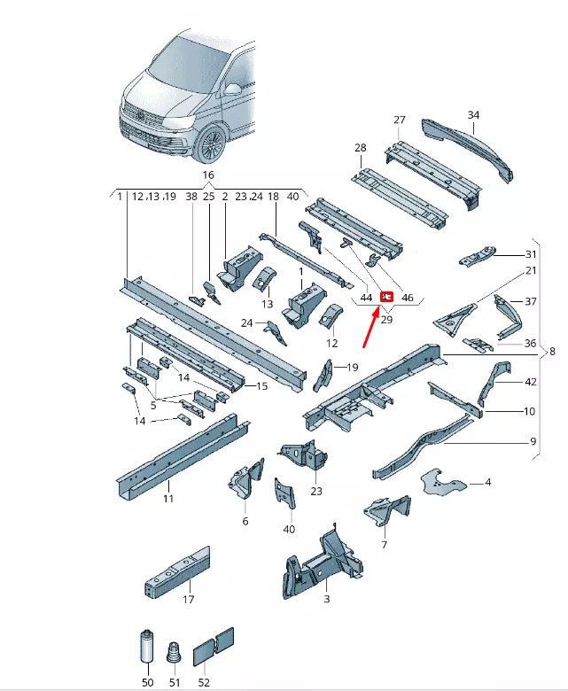 NEW VW TRANSPORTER VI T6 SPARE WHEEL CENTER BRACKET 7H0804709