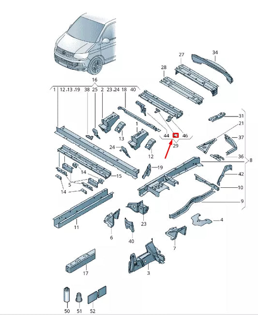 NEW VW TRANSPORTER VI T6 SPARE WHEEL CENTER BRACKET 7H0804709