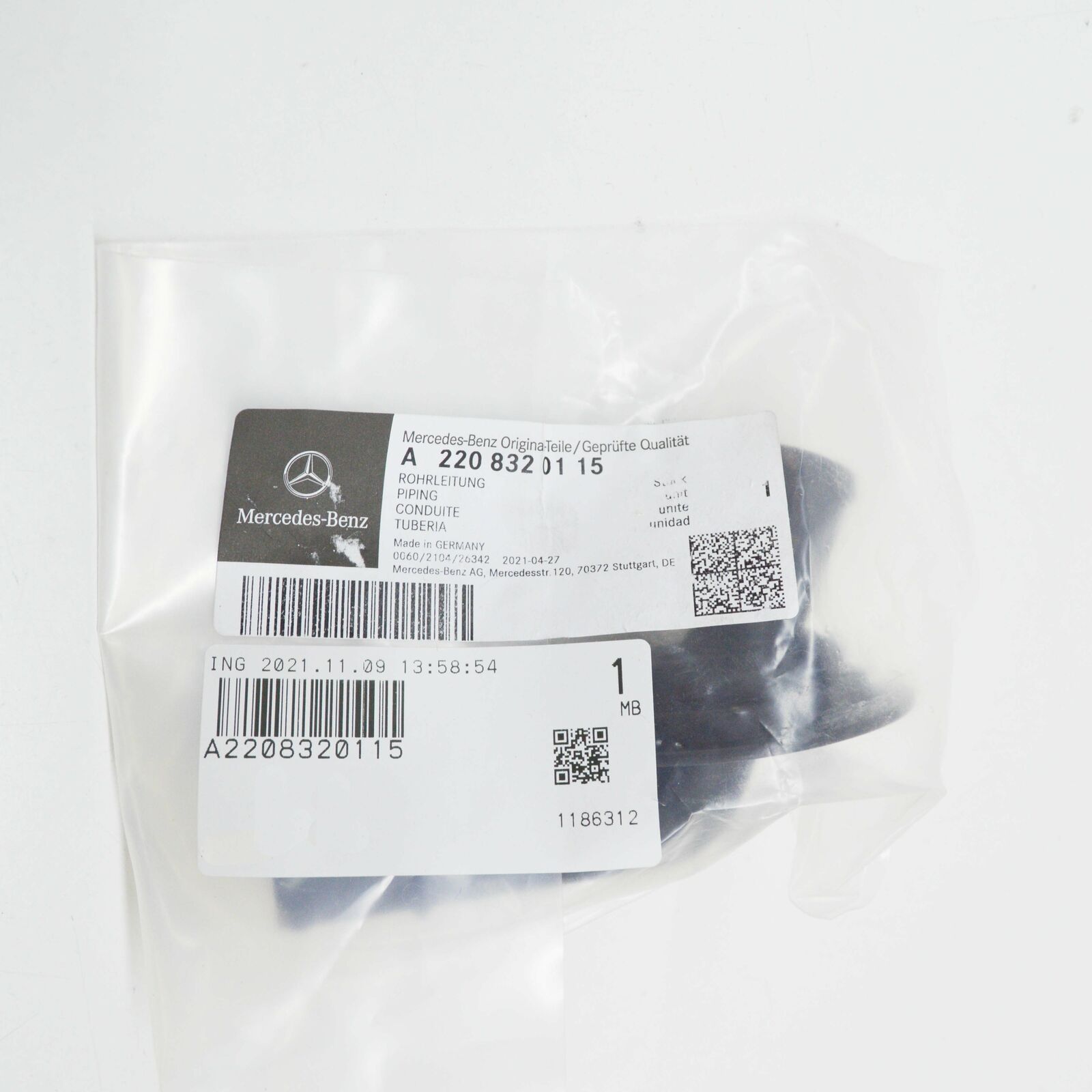 NEW MERCEDES-BENZ S W220 HVAC HEATER HOSE CONNECTOR A2208320115 ORIGINAL