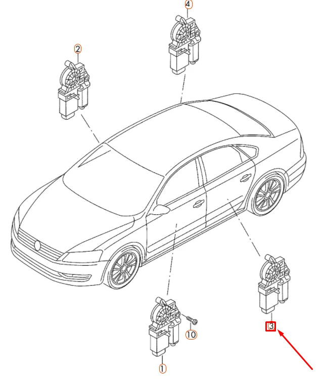 NEW VW PASSAT B7 REAR LEFT DOOR WINDOW CONTROL MOTOR 3AA959703BVW3 ORIGINAL