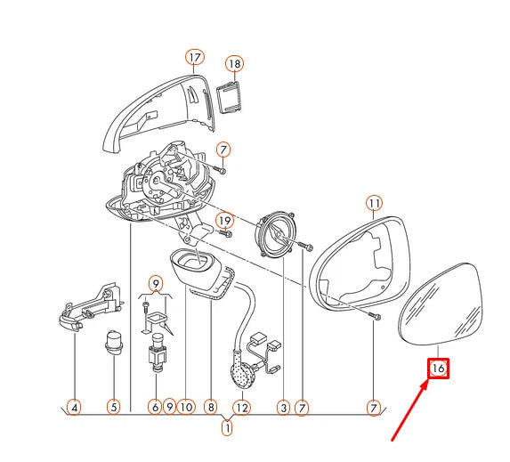 NEW VOLKSWAGEN TOUAREG 7P MIRROR GLASS LEFT 7P6857521