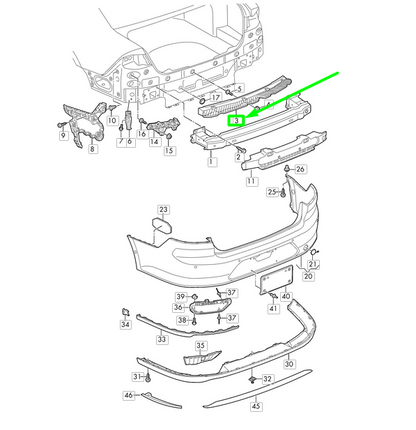new volkswagen passat b8 3g rear bumper securing strip 3g5807863 original