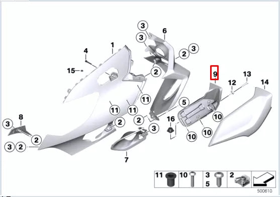 NEW BMW K48 K 1600 GT RIGHT WIND DEFLECTOR BASE PLATE 46638557482 ORIGINAL