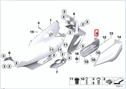 NEW BMW K48 K 1600 GT RIGHT WIND DEFLECTOR BASE PLATE 46638557482 ORIGINAL