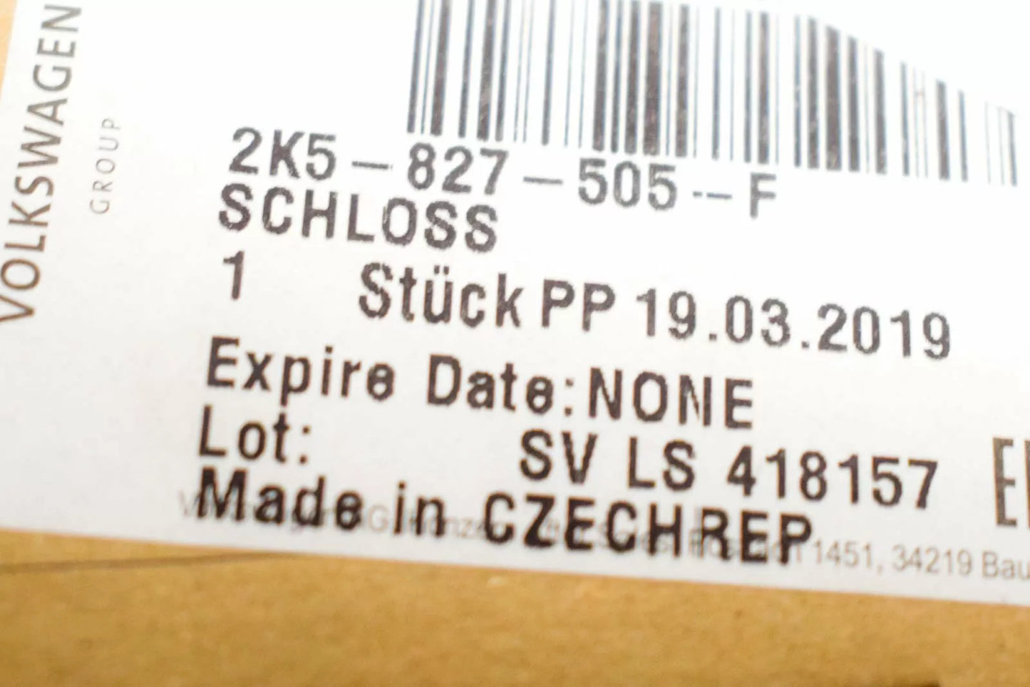 NEW VOLKSWAGEN CADDY 2K REAR LEFT DOOR LOCK 2K5827505F ORIGINAL