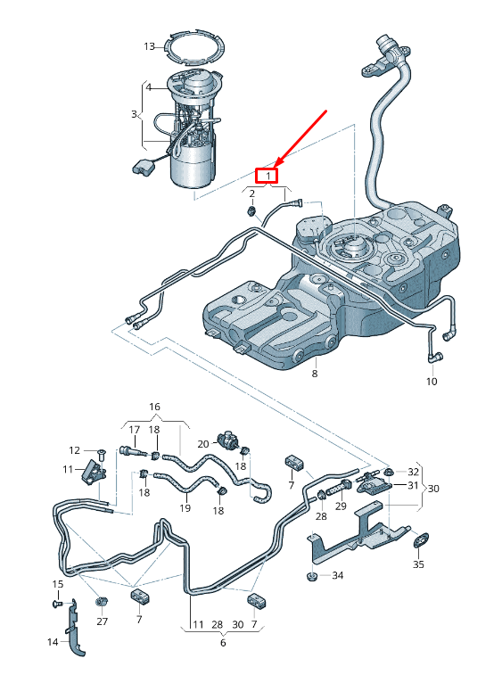 new audi q5 8r fuel feed pipe 8r0201220d original