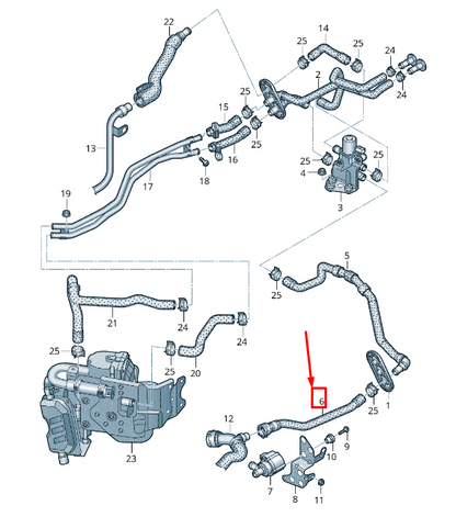 new audi q5 fy engine water coolant hose 80a122073a original