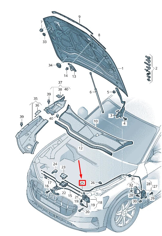 NEW AUDI E-TRON GE BONNET LOCK CABLE RHD 4KR823535B