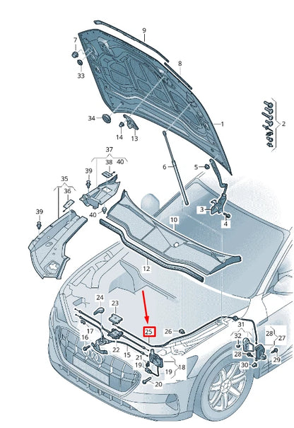 NEW AUDI E-TRON GE BONNET LOCK CABLE RHD 4KR823535B