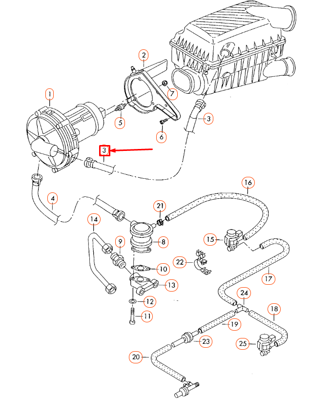 NEW VOLKSWAGEN BEETLE 9C SECONDARY AIR PUMP HOSE 1J0131128 ORIGINAL