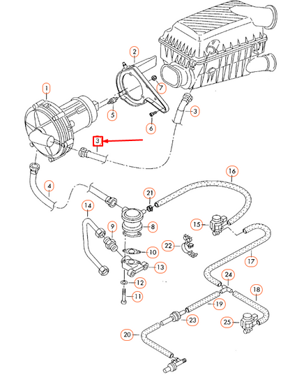 NEW VOLKSWAGEN BEETLE 9C SECONDARY AIR PUMP HOSE 1J0131128 ORIGINAL