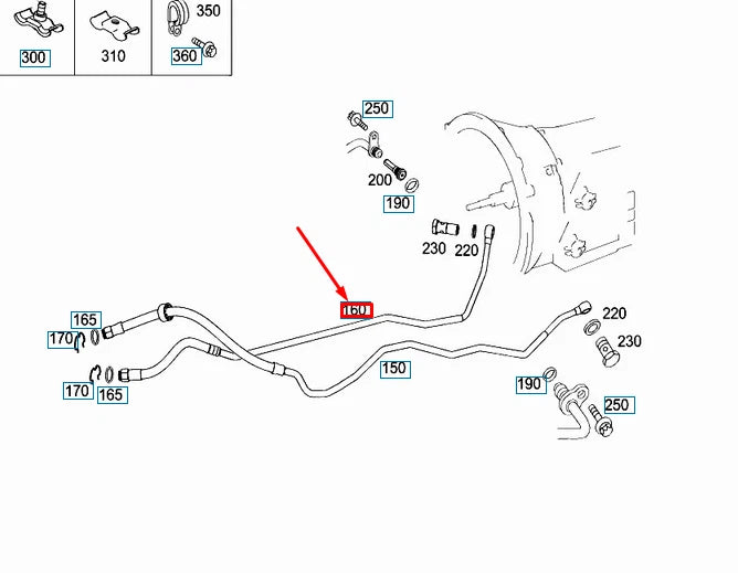 NEW MB C W204 AMG TRANSMISSION TO OIL COOLER RIGHT LINE A2122702796 ORIGINAL