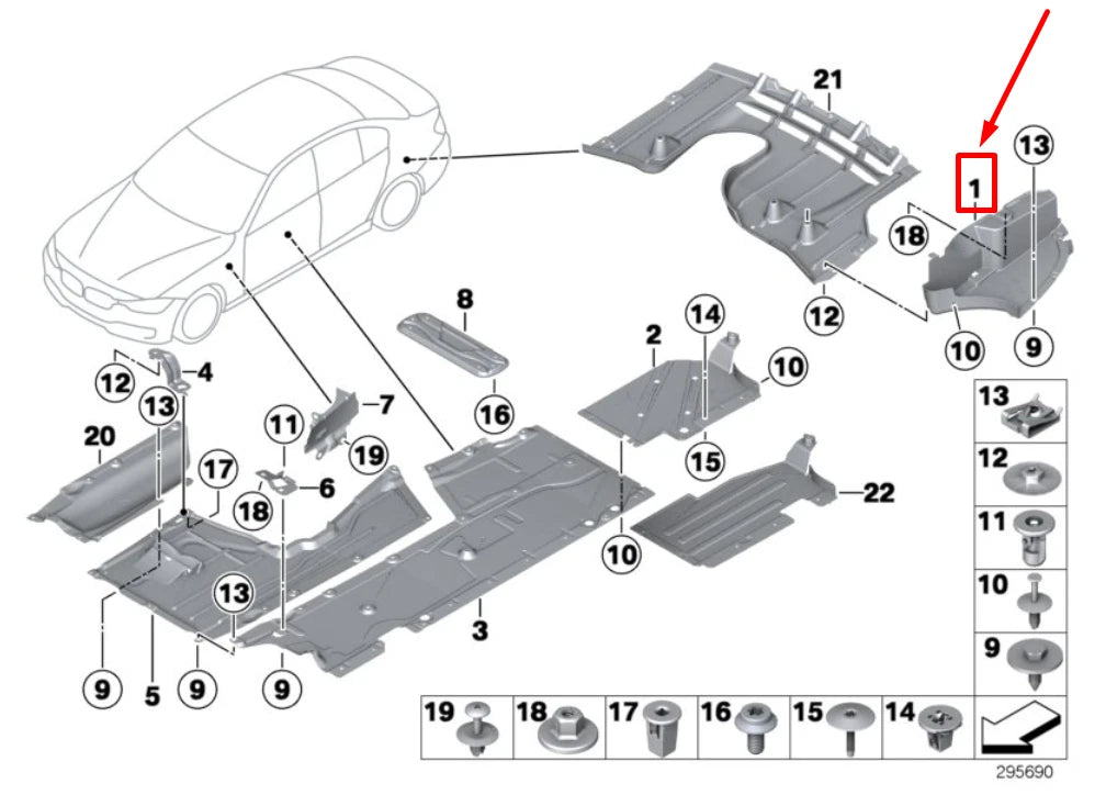 NEW BMW 3 GRAN TURISMO F34 REAR LEFT BELLY PAN 8057329 51758057329 ORIGINAL