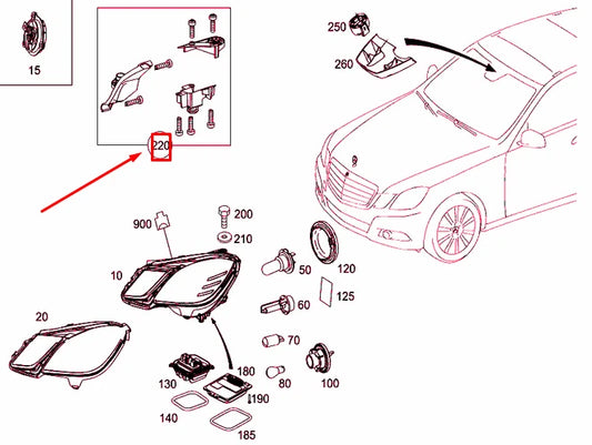 NEW MERCEDES-BENZ E W212 LEFT HEADLIGHT BRACKET REPAIR KIT A2128200314