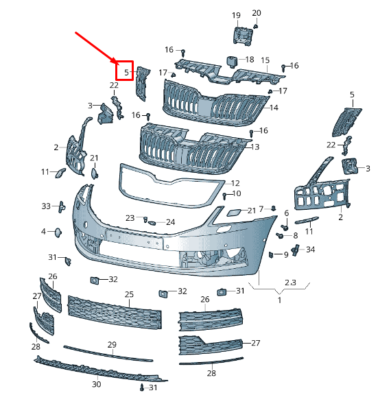 new skoda octavia 5e mk3 front right bumper support element 5e0807724a original