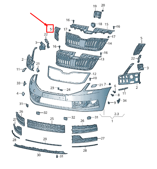 new skoda octavia 5e mk3 front right bumper support element 5e0807724a original