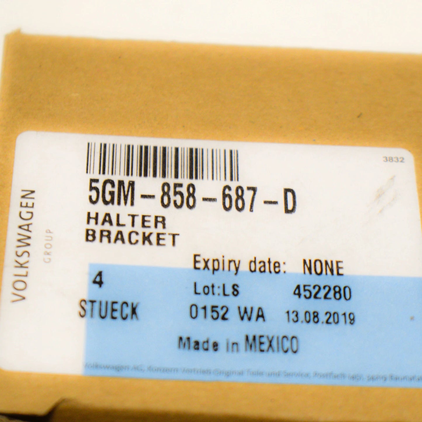 NEW VOLKSWAGEN GOLF MK7 GRAB HANDLE BRACKET X4 5GM858687D ORIGINAL