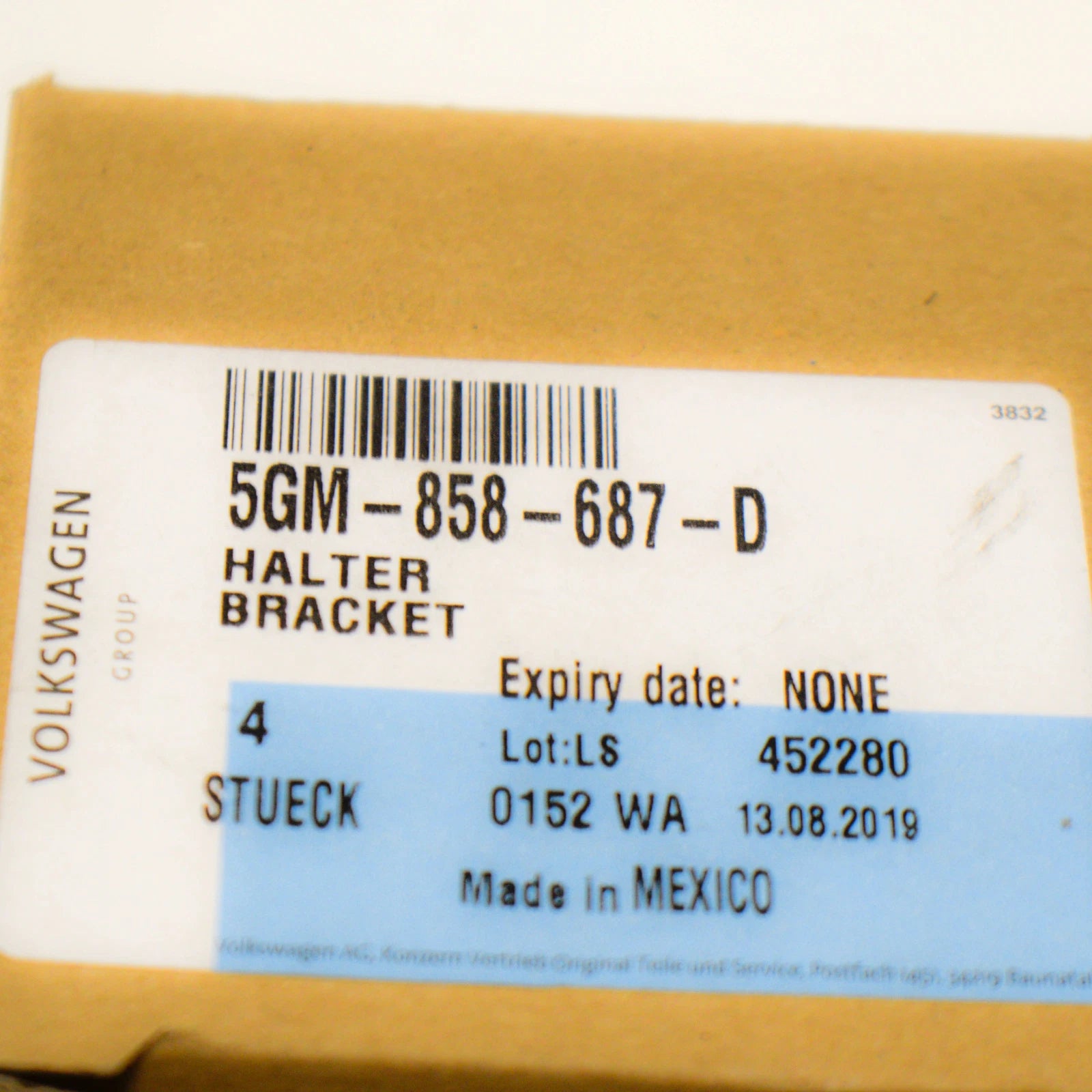 NEW VOLKSWAGEN GOLF MK7 GRAB HANDLE BRACKET X4 5GM858687D ORIGINAL