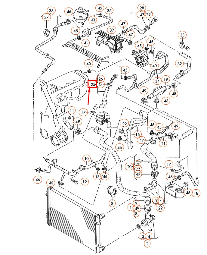 NEW VW GOLF MK4 COOLANT HOSE W/ QUICK RELEASE COUPLING 1J0122073A ORIGINAL