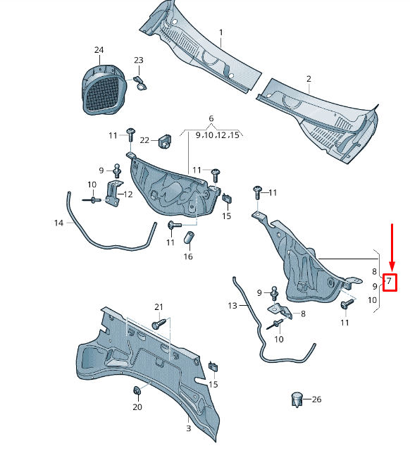 new vw touareg 7p mk2 left water box 7p6819511b original