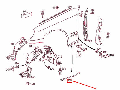 NEW MB CLK C209 FRONT LEFT FENDER SEAL A2096980798 ORIGINAL