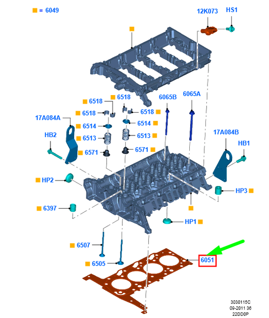new ford transit mk4 cylinder head gasket 1776498 bk3q-6051-a1c original