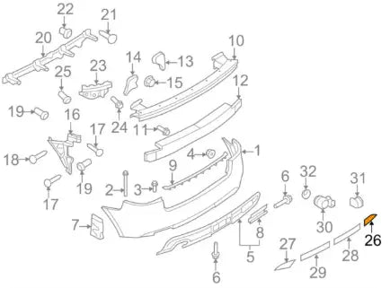 NEW AUDI A3 S3 8P REAR BUMPER OUTER COVER RIGHT 8P080782001C ORIGINAL