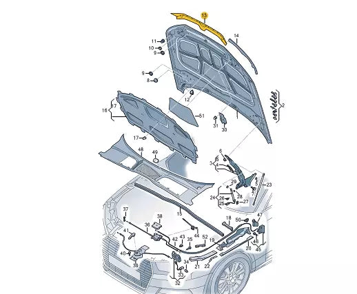 NEW AUDI A5 CABRIO F57 FRONT BONNET CENTER IMPACT PROTECTION 8W6823124 ORIGINAL