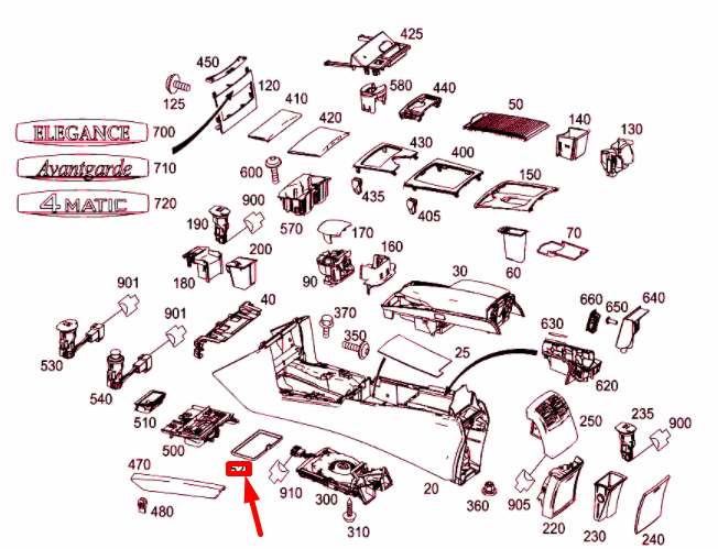 NEW MERCEDES-BENZ E W212 CONSOLE REAR LARGE TRUSS A2126890096 ORIGINAL