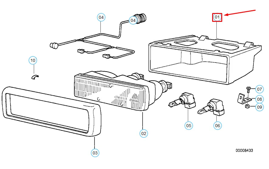 NEW BMW 8 E31 RIGHT HEADLIGHT HOUSING 63128354558 8354558 ORIGINAL