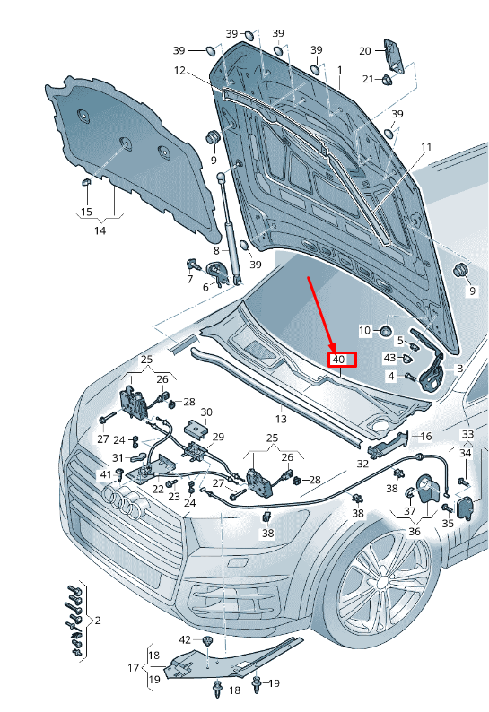 new audi q8 4mn water box cover rhd 4m8819401d original