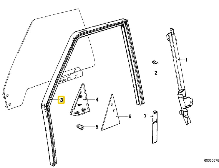 NEW BMW 5 E28 FRONT RIGHT DOOR SEALING RUBBER 51321889788 1889788 1982 ORIGINAL