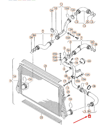 NEW AUDI A3 8P CHARGE AIR COOLER FEED CONNECTING HOSE 3C0145832M ORIGINAL