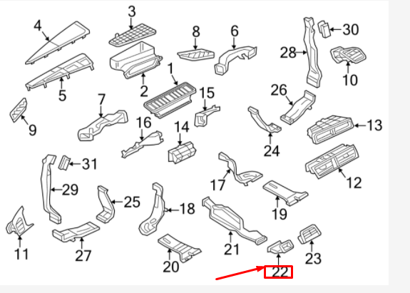 new audi a6 c7 instrument panel center air duct connector 4g0857042d original