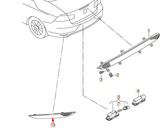 NEW VW EOS 1F7 REAR BUMPER LEFT SIDE REFLECTOR 5M0945105G
