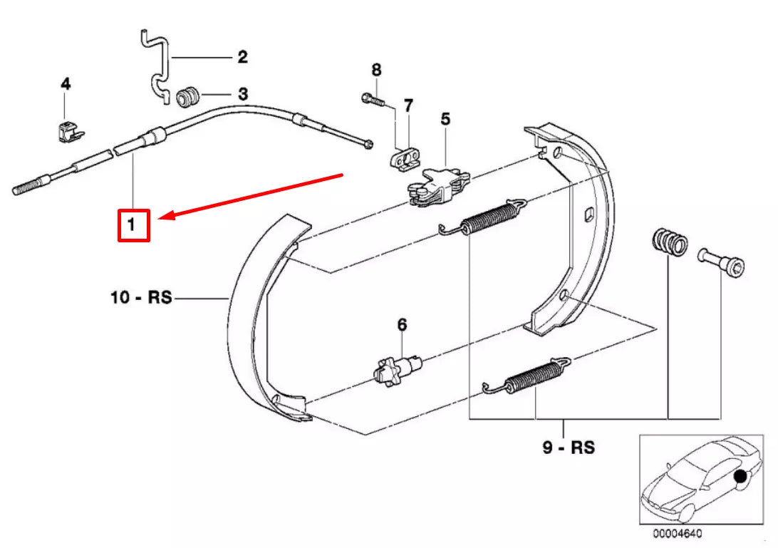 NEW BMW 5 E39 RUGHT PARKING BRAKE CABLE 1166237 34401166237 ORIGINAL