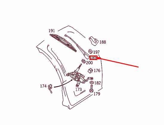 NEW MERCEDES-BENZ C W202 REAR PANEL DOOR WIPER ARM A2108200344 ORIGINAL