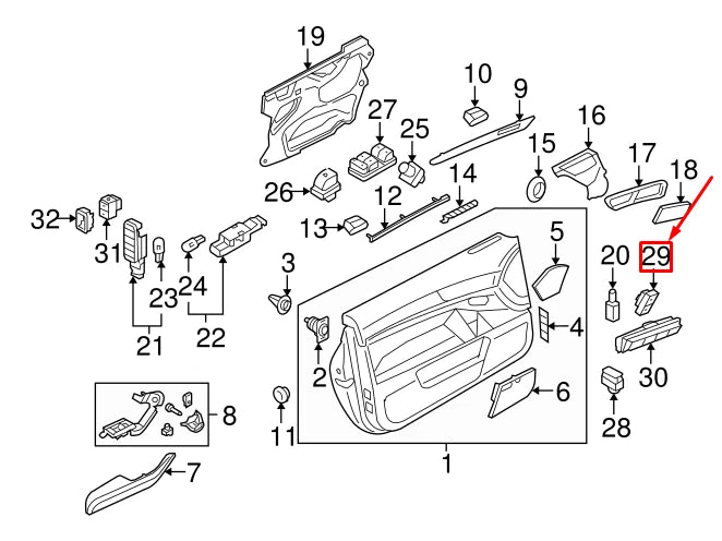 NEW AUDI A6 AVANT C6 FRONT RIGHT DOOR LOCK SWITCH RHD 4F2962108B5PR ORIGINAL