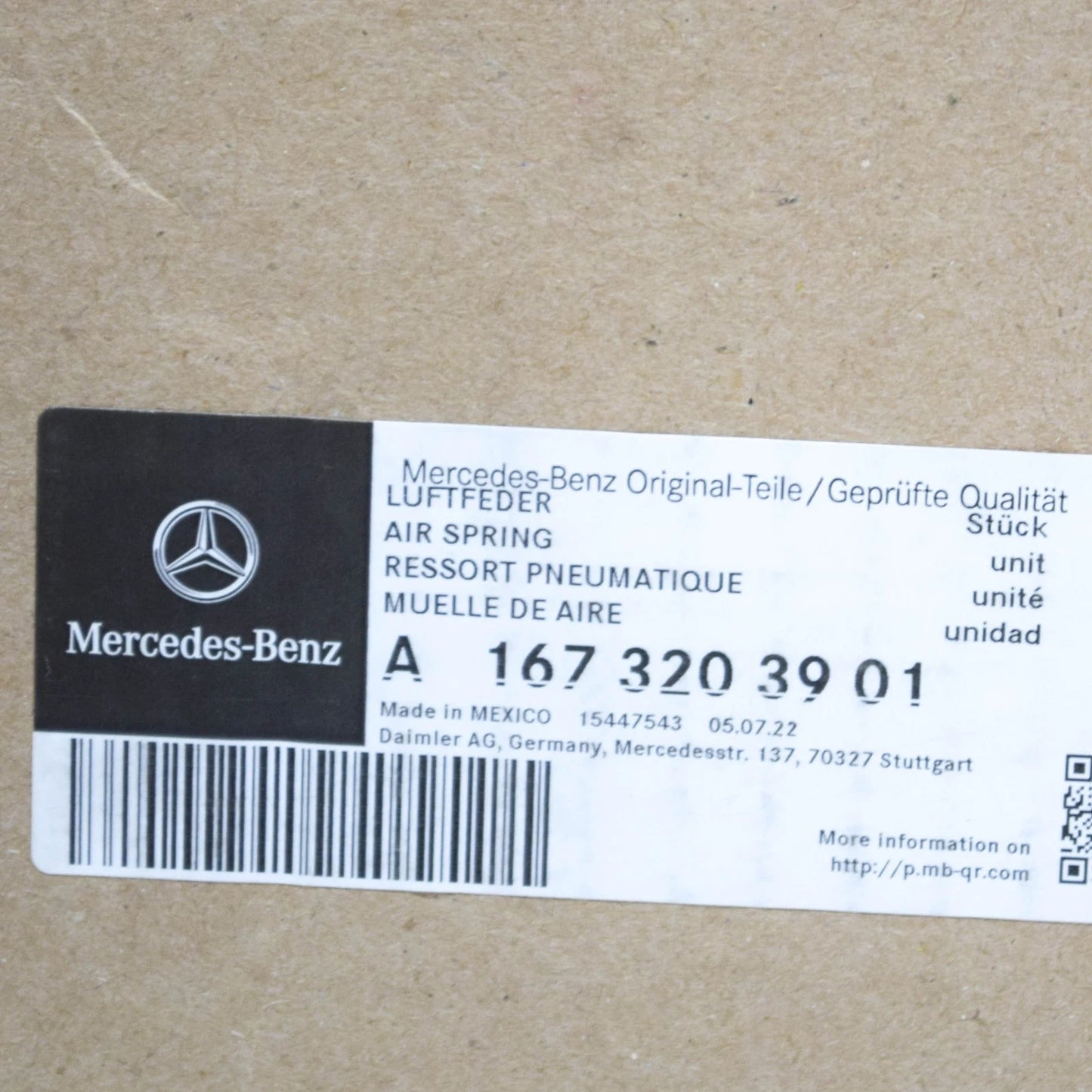 NEW MERCEDES-BENZ GLE W167 REAR LEFT AIR SPRING A1673203901 ORIGINAL