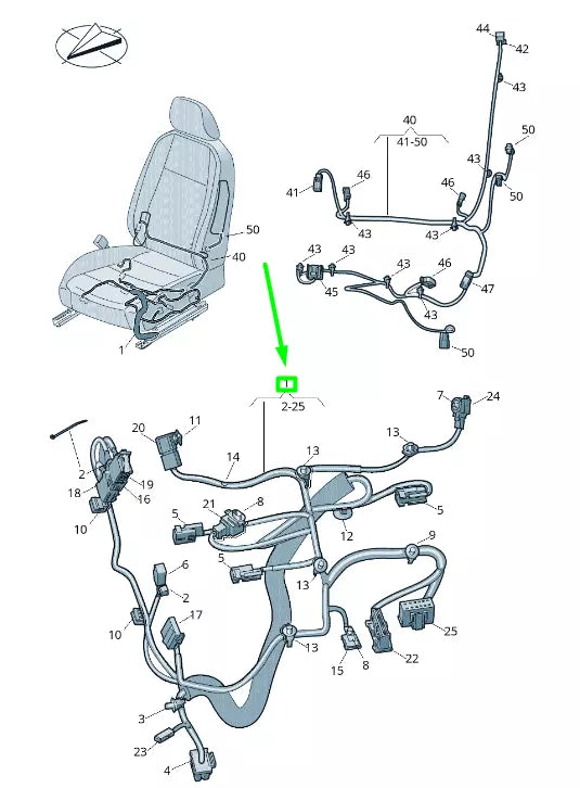 NEW VW PASSAT B8 3G FRONT LEFT SEAT BASE CABLE HARNESS RHD 3G2971365AT