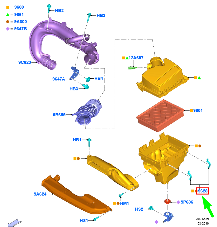 new ford galaxy mk3 cd390 air cleaner clamp cc34-9628-aa 5152824 original