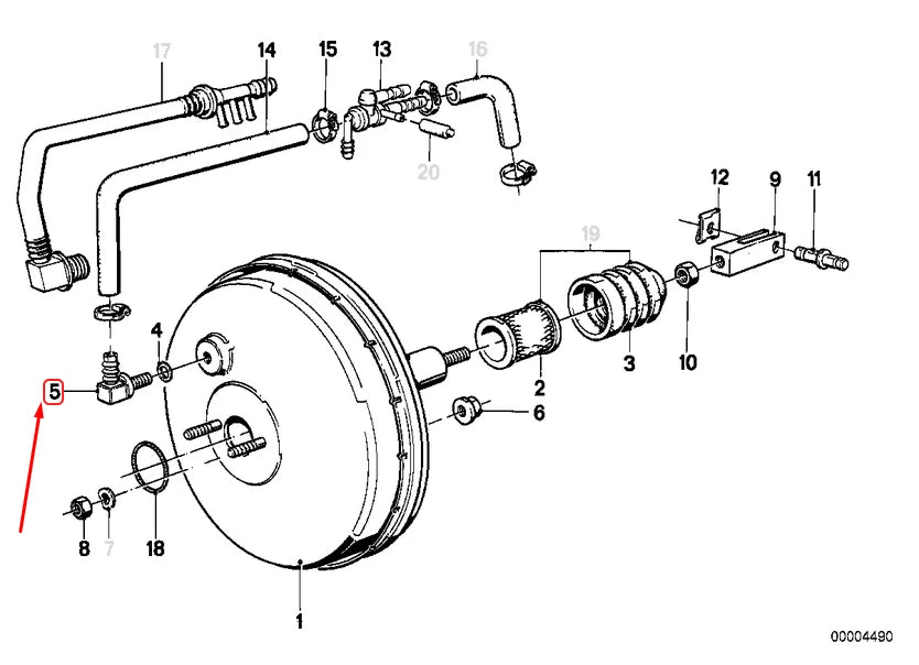 NEW BMW 3 E30 POWER BRAKE UNIT DEPRESSION CONNECTOR STRAIGHT 34331121721