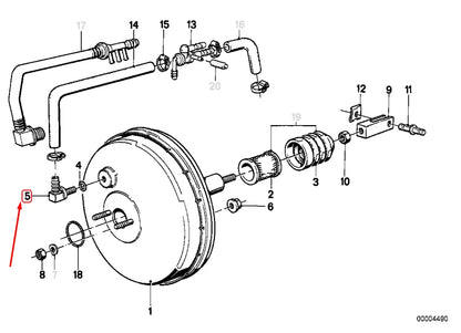 NEW BMW 3 E30 POWER BRAKE UNIT DEPRESSION CONNECTOR STRAIGHT 34331121721