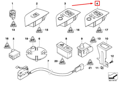 NEW BMW Z4 ROADSTER E85 LEFT WINDOW SWITCH PANEL 61316935867 6935867 ORIGINAL